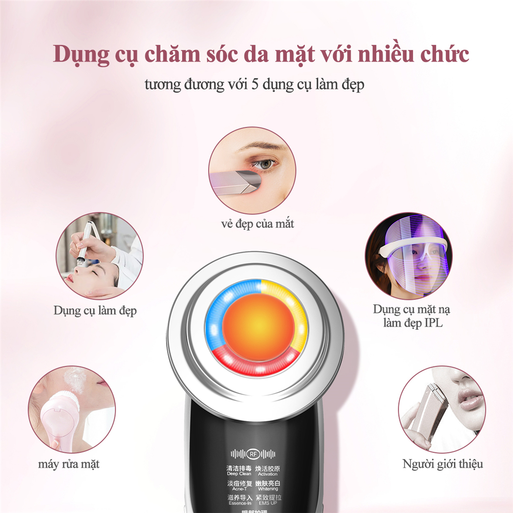 Mô tả CkeyiN Máy mát xa da mặt 7 trong 1 có đèn LED cải thiện quầng thâm nếp nhăn nâng cơ da MR528 - 4