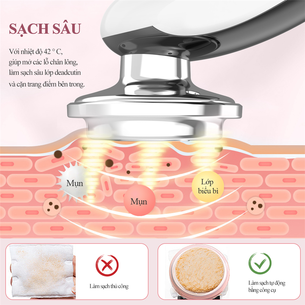 Mô tả CkeyiN Máy mát xa da mặt 7 trong 1 có đèn LED cải thiện quầng thâm nếp nhăn nâng cơ da MR528 - 6