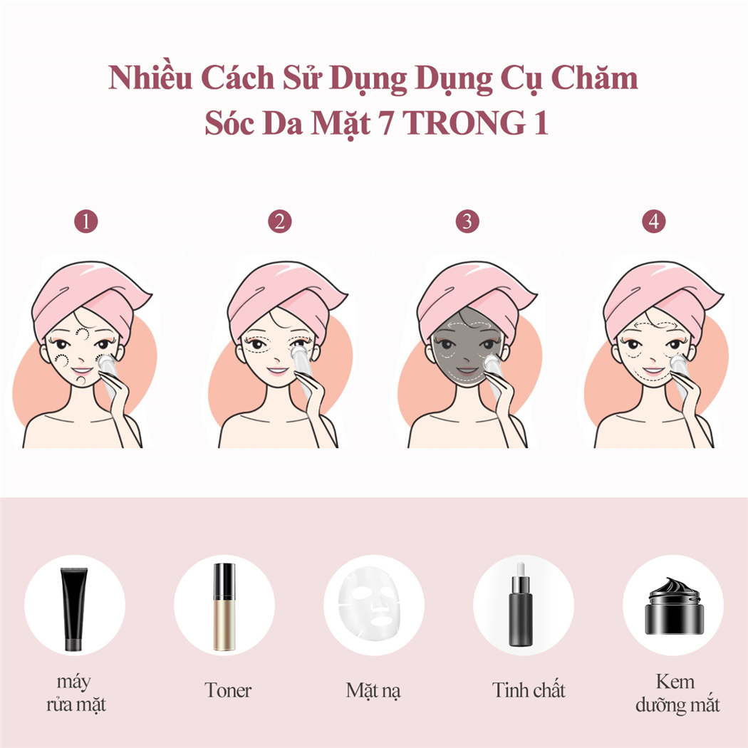 Mô tả CkeyiN Máy mát xa da mặt 7 trong 1 có đèn LED cải thiện quầng thâm nếp nhăn nâng cơ da MR528 - 7