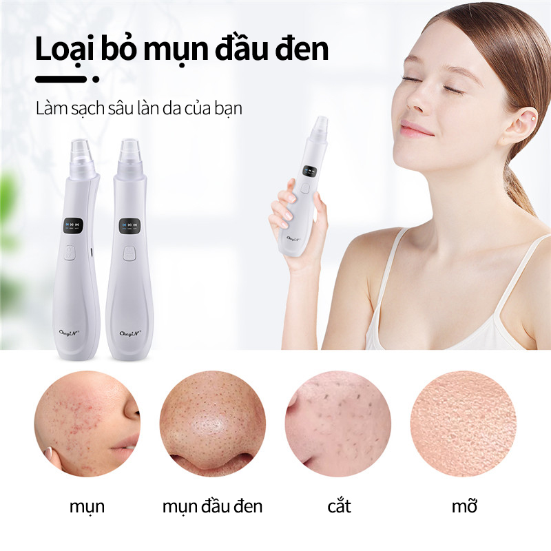 Mô tả CkeyiN Máy hút mụn đầu đen làm sạch lỗ chân lông kèm 5 đầu hút chuyên dụng máy hút mụn cầm tay MR596 - 1