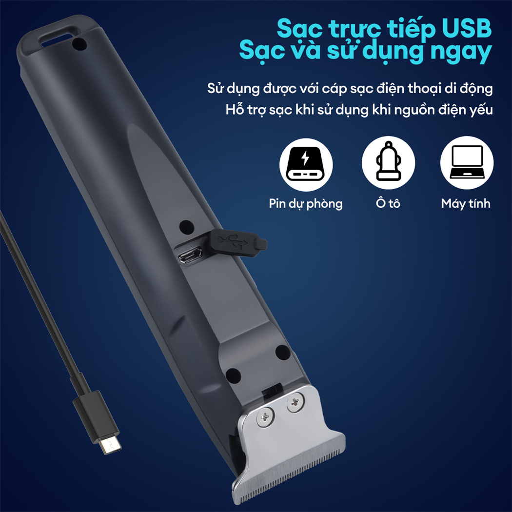 Mô tả CkeyiN Tông Đơ Cắt Tóc , Cạo Râu Điện Tử  USB Không Dây Có Thể Sạc Lại Cho Nam Và Nữ, Bộ Máy cạo râu Cắt Tóc RD017 - 1