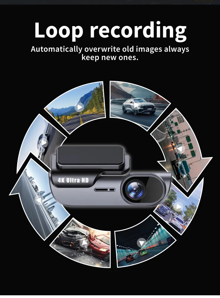 Mô tả Elkeva 4K WiFi Ống Kính Đơn Dash Cam Xe DVR Góc Rộng Siêu Sao Tầm Nhìn Ban Đêm Vòng Ghi Âm Phụ Kiện Xe Hơi - 7