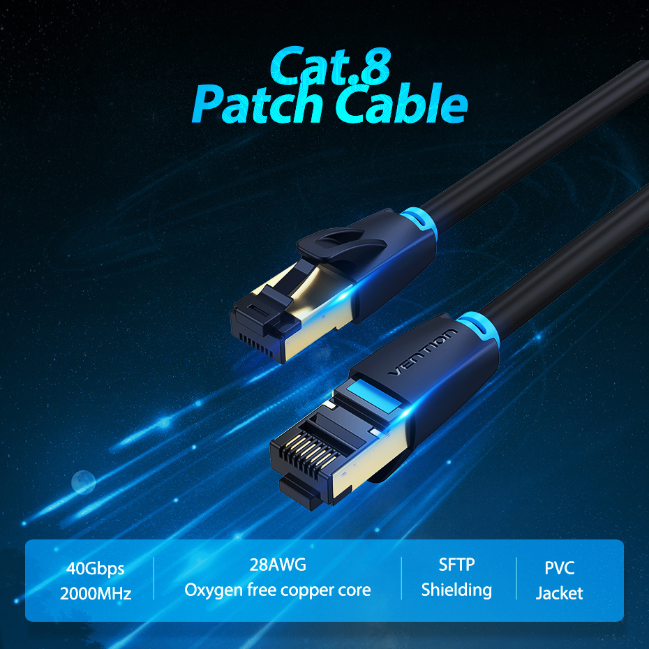 Mô tả Dây cáp mạng Vention CAT8 40Gpbs ethernet Cáp Mạng 2000Mhz RJ45 SFTP tốc độ cao chuyên nghiệp Dây cáp - 2