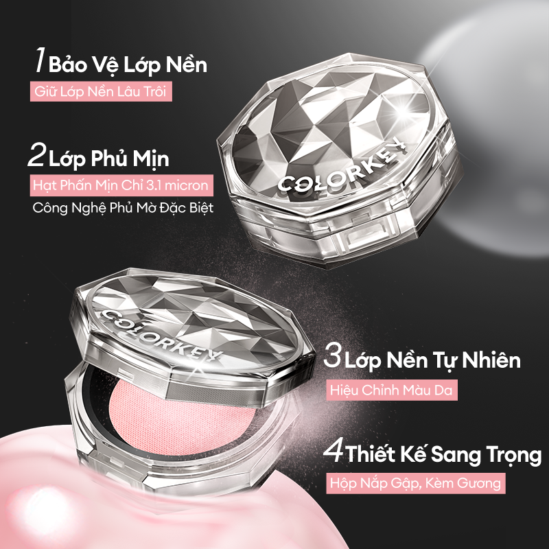 Mô tả COLORKEY Phấn phủ dạng bột lâu trôi giới hạn Bột trang điểm tự nhiên Matte Brighten Kiểm soát dầu Trang điểm mặt lâu trôi 8g - 2