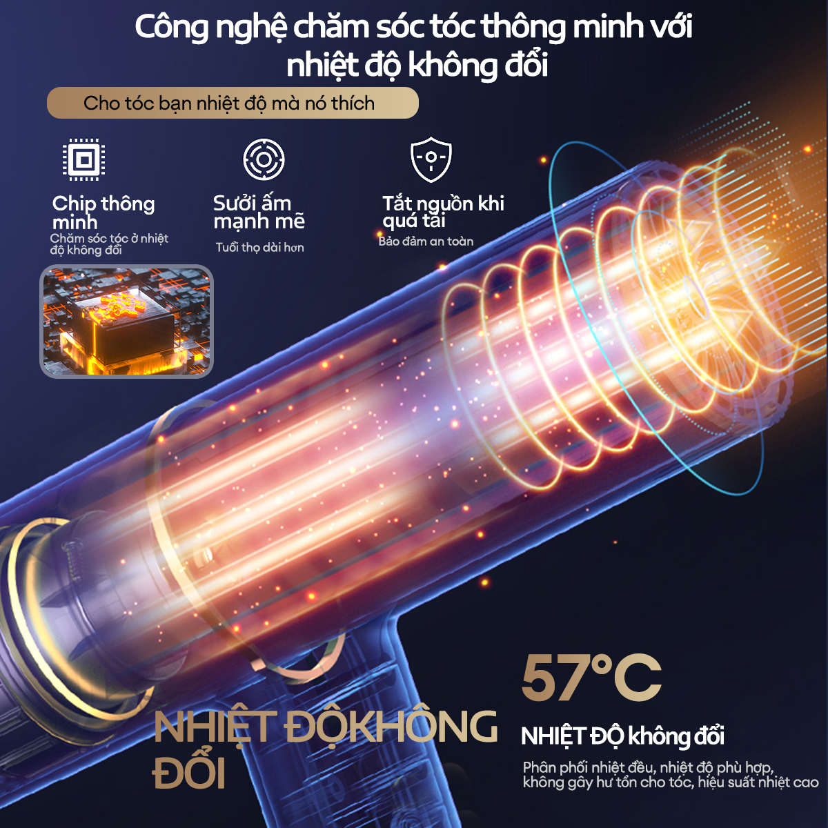 Mô tả CkeyiN Máy Sấy Tóc ion âm 2 Chiều Nóng Lạnh , Nóng Lạnh 2 Chiều Chăm Sóc Tóc,gió mạnh giúp tóc nhanh khô HA013 - 7