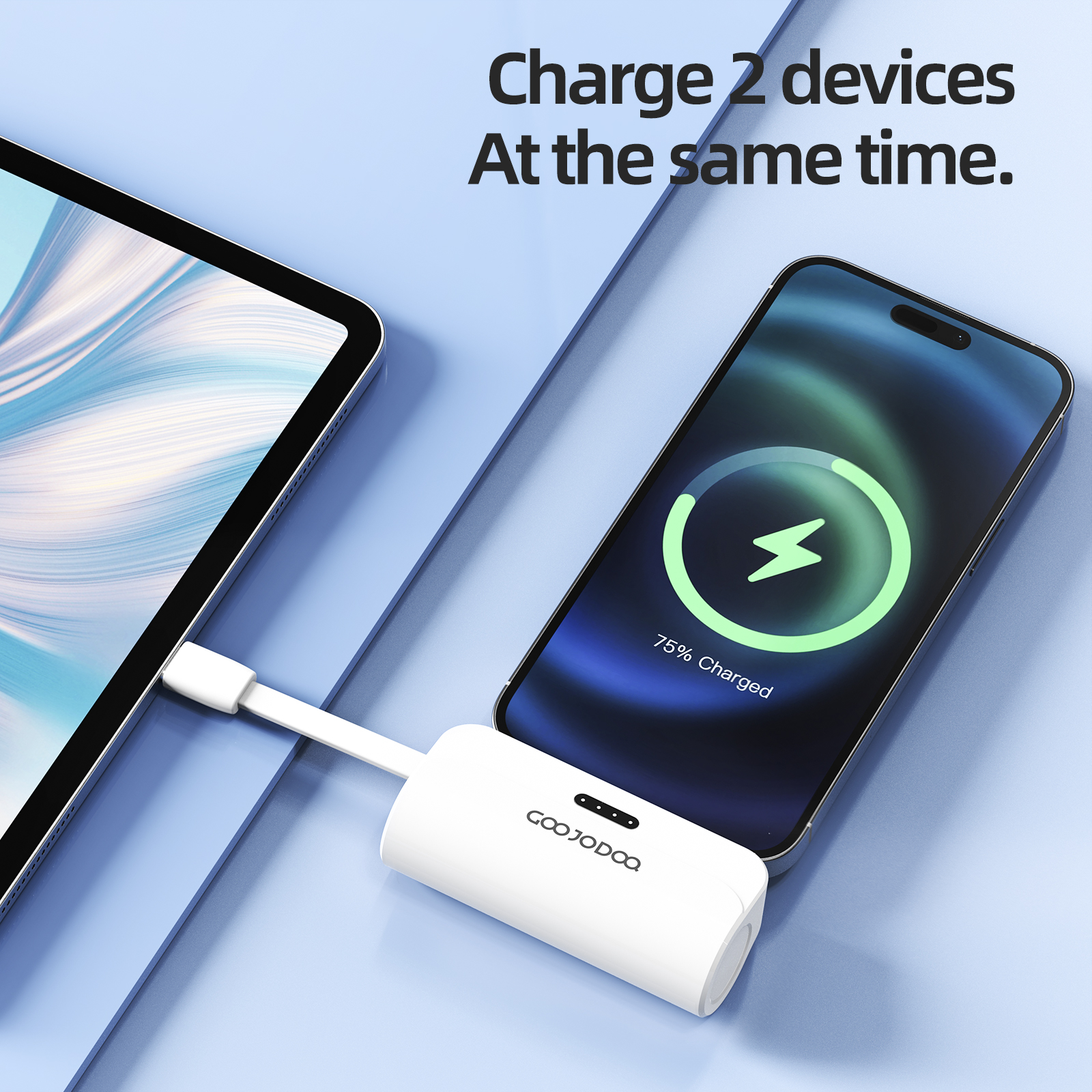 GOOJODOQ 5000mah Mini Power Bank cho iPhone Android Phone Cáp tích hợp Bộ sạc di động nhỏ gọn Lightning & Type C – ảnh mô tả chi tiết 8