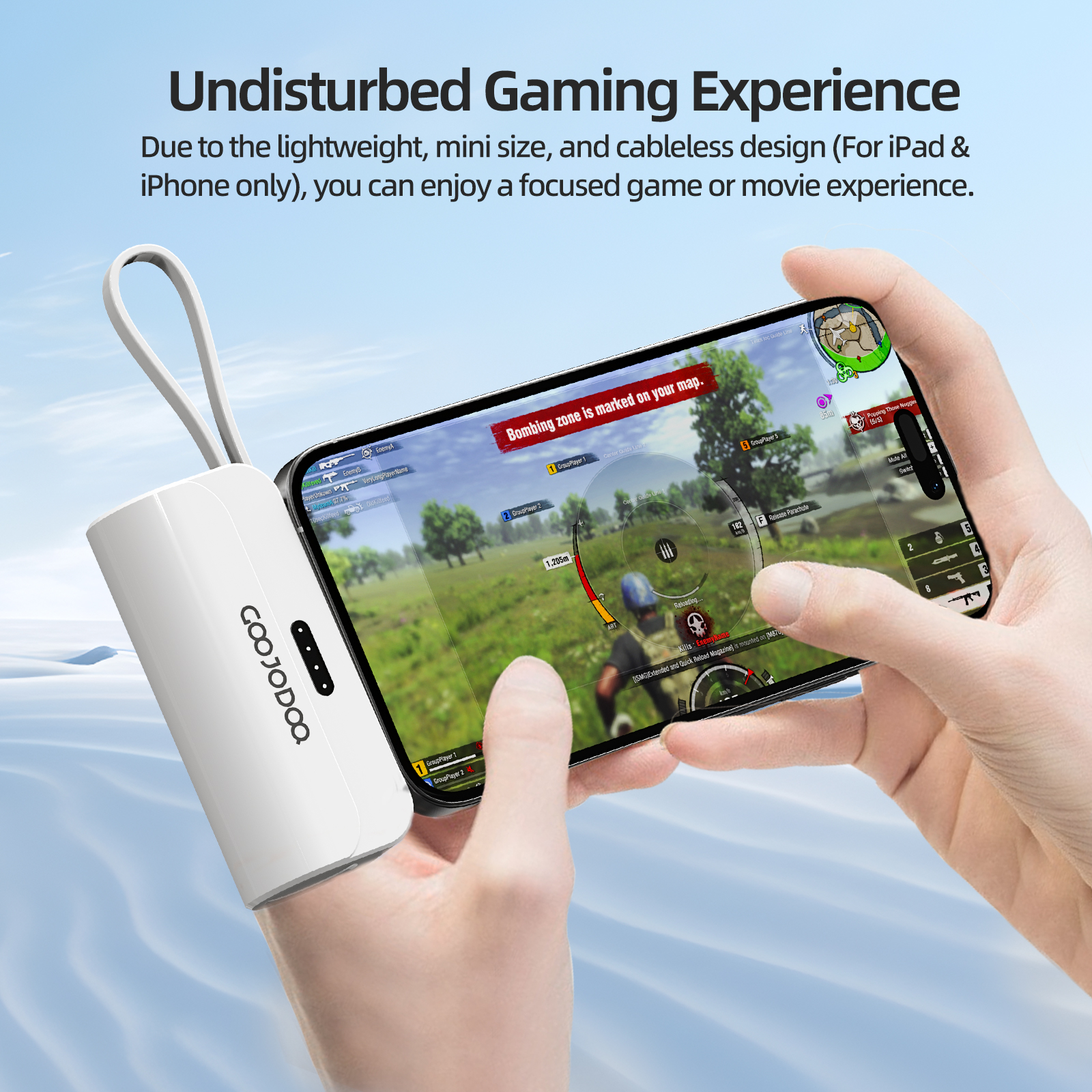 GOOJODOQ 5000mah Mini Power Bank cho iPhone Android Phone Cáp tích hợp Bộ sạc di động nhỏ gọn Lightning & Type C – ảnh mô tả chi tiết 10