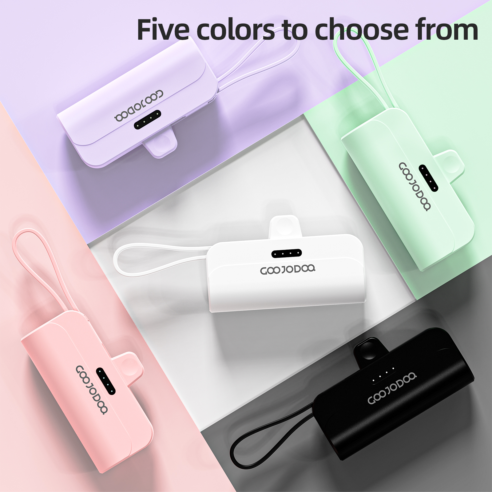 GOOJODOQ 5000mah Mini Power Bank cho iPhone Android Phone Cáp tích hợp Bộ sạc di động nhỏ gọn Lightning & Type C – ảnh mô tả chi tiết 11