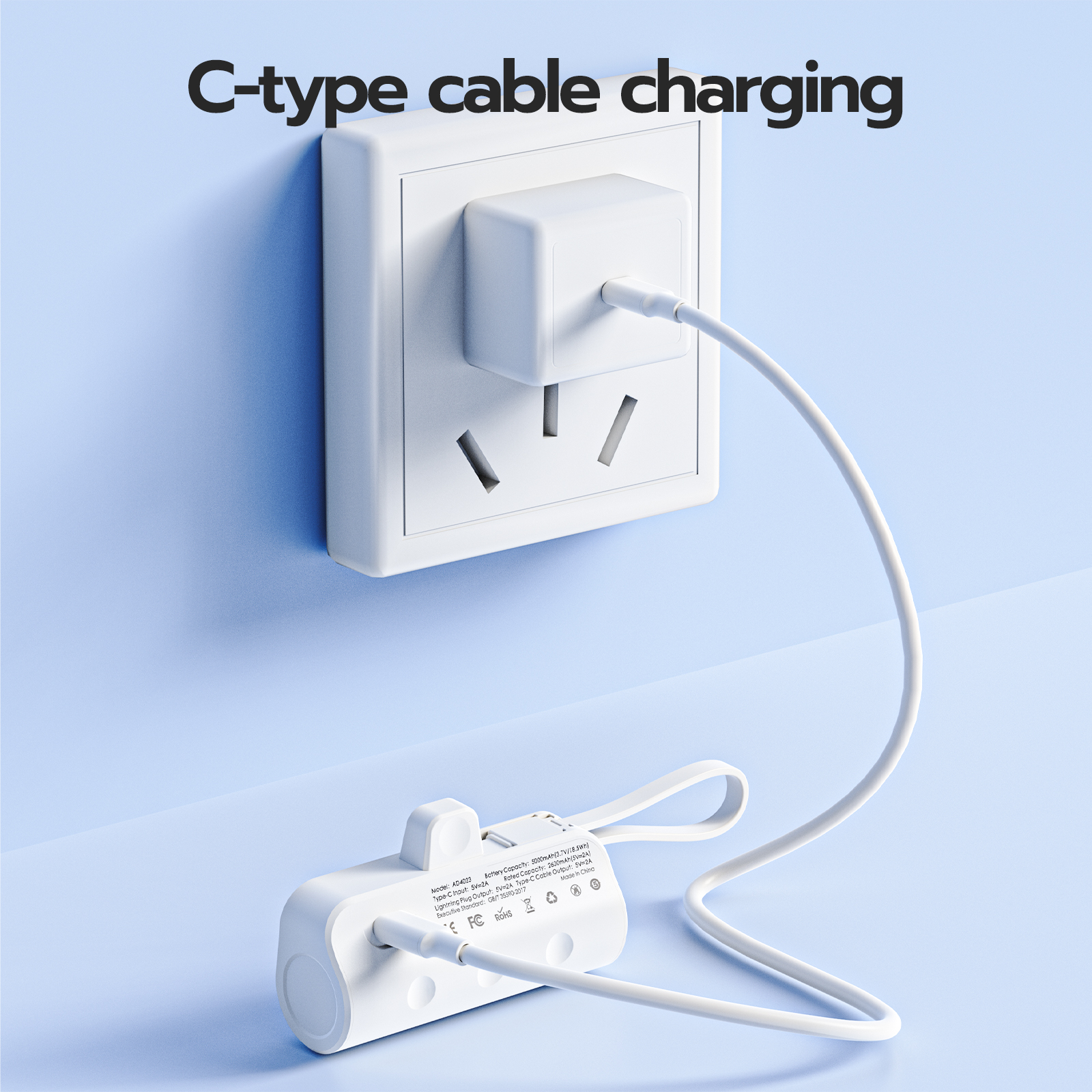 GOOJODOQ 5000mah Mini Power Bank cho iPhone Android Phone Cáp tích hợp Bộ sạc di động nhỏ gọn Lightning & Type C – ảnh mô tả chi tiết 7