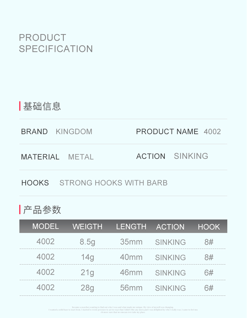 Mô tả Mồi Câu Cá Giả Kingdom Bằng Kim Loại Cứng Thiết Kế Muỗng Xoay 8.5g 35mm 14g 40mm 21g 46mm 28g 56mm - 3