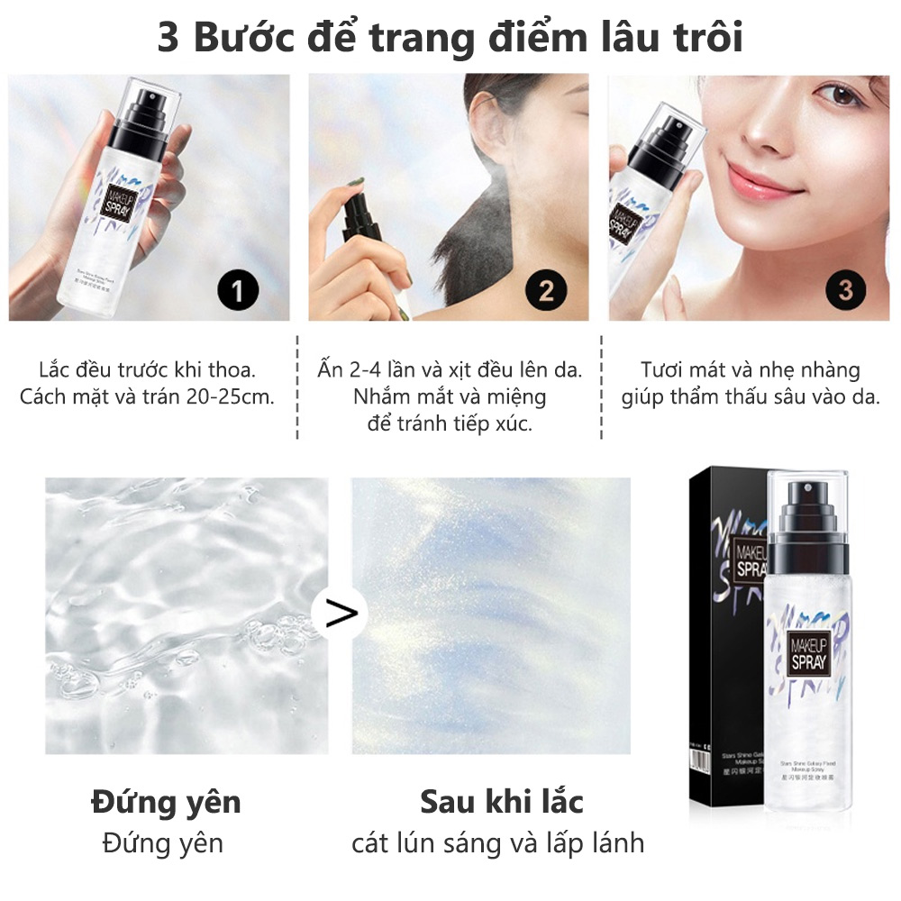 Mô tả Xịt phun sương thiết lập trang điểm GECOMO, Xịt trang điểm vây mờ lâu trôi, dưỡng ẩm và kiểm soát dầu 100ml - 1