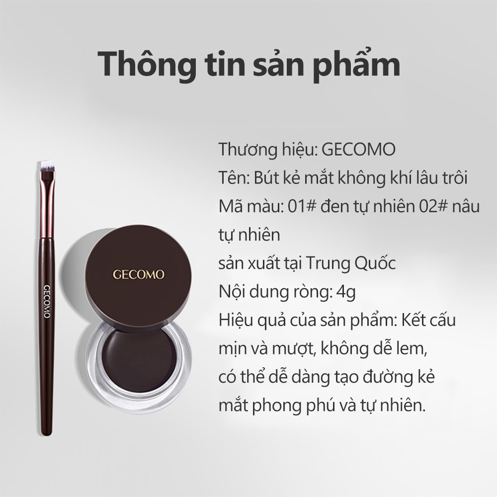 Mô tả Gecomo Bút Kẻ Mắt Dạng gel Màu Lì Nhanh Khô Chống Thấm Nước Lâu Trôi - 1