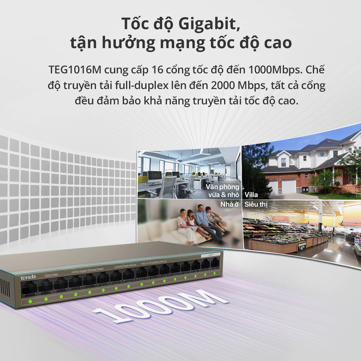 Đóng gói Tenda TEG1005D/1016M