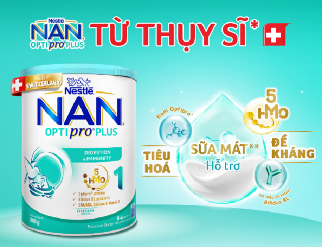 Mô tả Sữa Bột Nestlé NAN OPTIPRO PLUS 1 400G/lon với 5HMO Sản Xuất tại Thụy Sĩ - 1