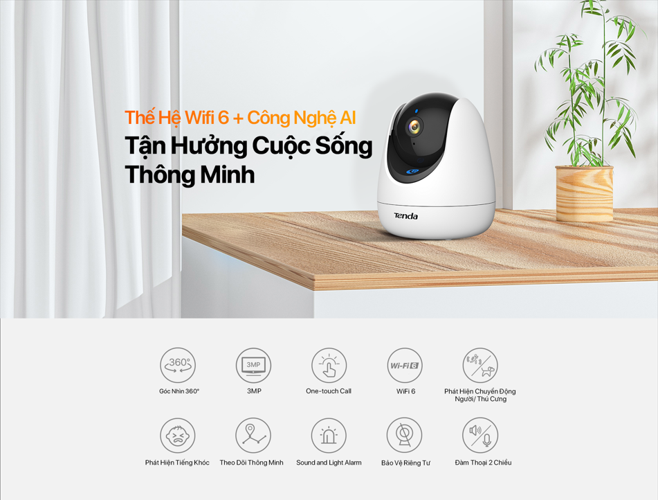 Mô tả Camera Wifi Tenda Trong Nhà RP3 Pro FHD 3MP,2K Quay Quét 360°| Đàm Thoại 2 Chiều | ban đêm CCTV - 1