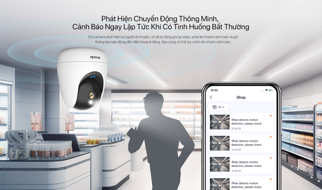 Mô tả Camera Wifi Tenda Trong Nhà RP3 Pro FHD 3MP,2K Quay Quét 360°| Đàm Thoại 2 Chiều | ban đêm CCTV - 2