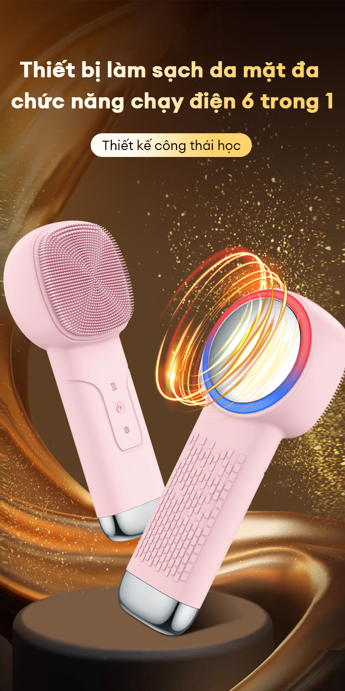 Mô tả CkeyiN 6 trong 1 Máy Rửa Mặt Massage Tích Hợp Liệu Pháp Ánh Sáng và Nhiệt Multi-task Cleansing & Massaging Device MS004 - 1