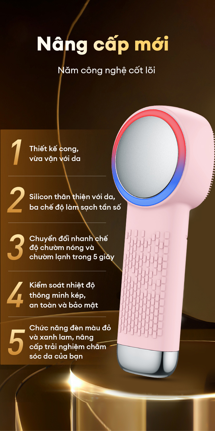 Mô tả CkeyiN 6 trong 1 Máy Rửa Mặt Massage Tích Hợp Liệu Pháp Ánh Sáng và Nhiệt Multi-task Cleansing & Massaging Device MS004 - 3