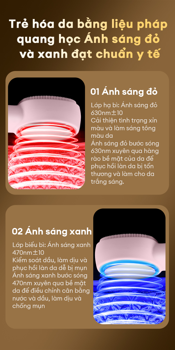 Mô tả CkeyiN 6 trong 1 Máy Rửa Mặt Massage Tích Hợp Liệu Pháp Ánh Sáng và Nhiệt Multi-task Cleansing & Massaging Device MS004 - 9