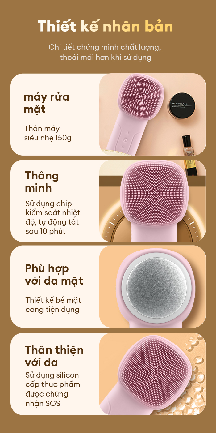 Mô tả CkeyiN 6 trong 1 Máy Rửa Mặt Massage Tích Hợp Liệu Pháp Ánh Sáng và Nhiệt Multi-task Cleansing & Massaging Device MS004 - 10