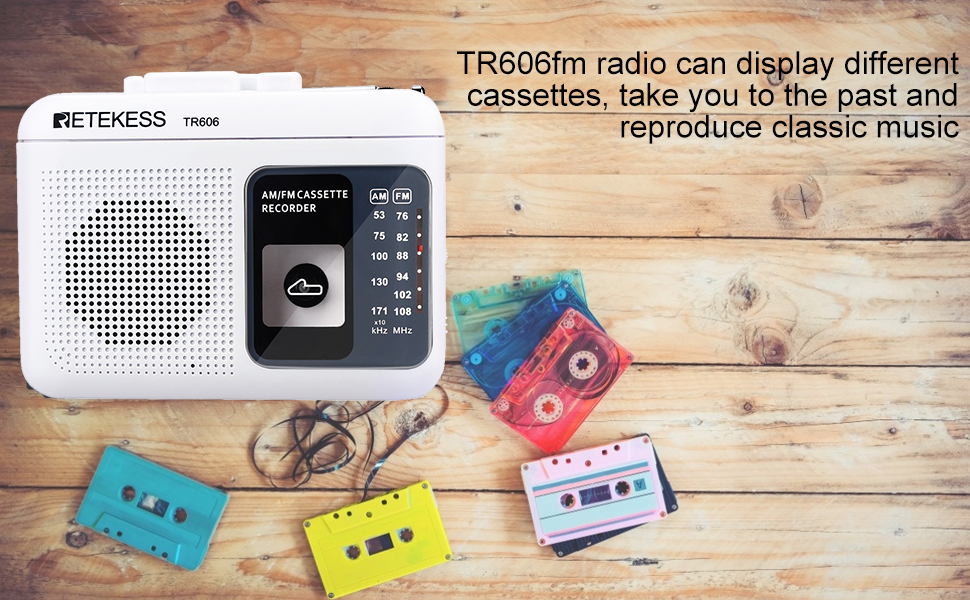 Mô tả Retekess TR606 New Color Cassette Play Radio FM / AM Radio di động - 1