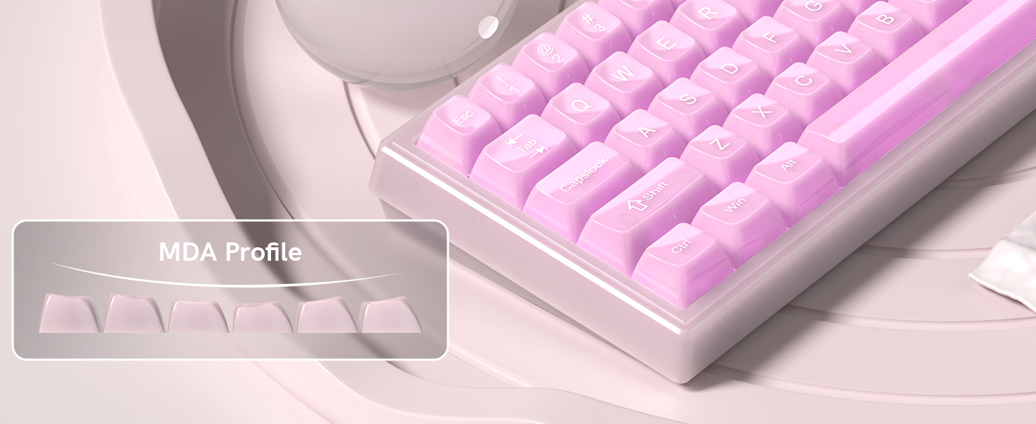 Womier Frosted Pink Translucent Keycaps MDA Profile 115 Phím Key Caps ...