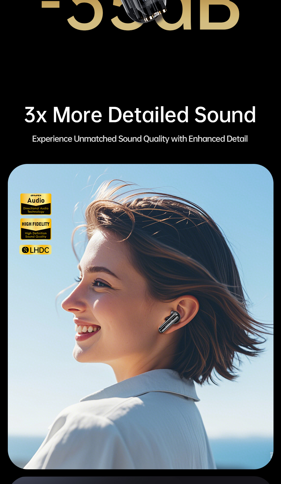 Mô tả Tai nghe Bluetooth Awei T56 chống ồn ANC+ENC màn hình cảm ứng thông minh có Mic HD chính hãng - 6