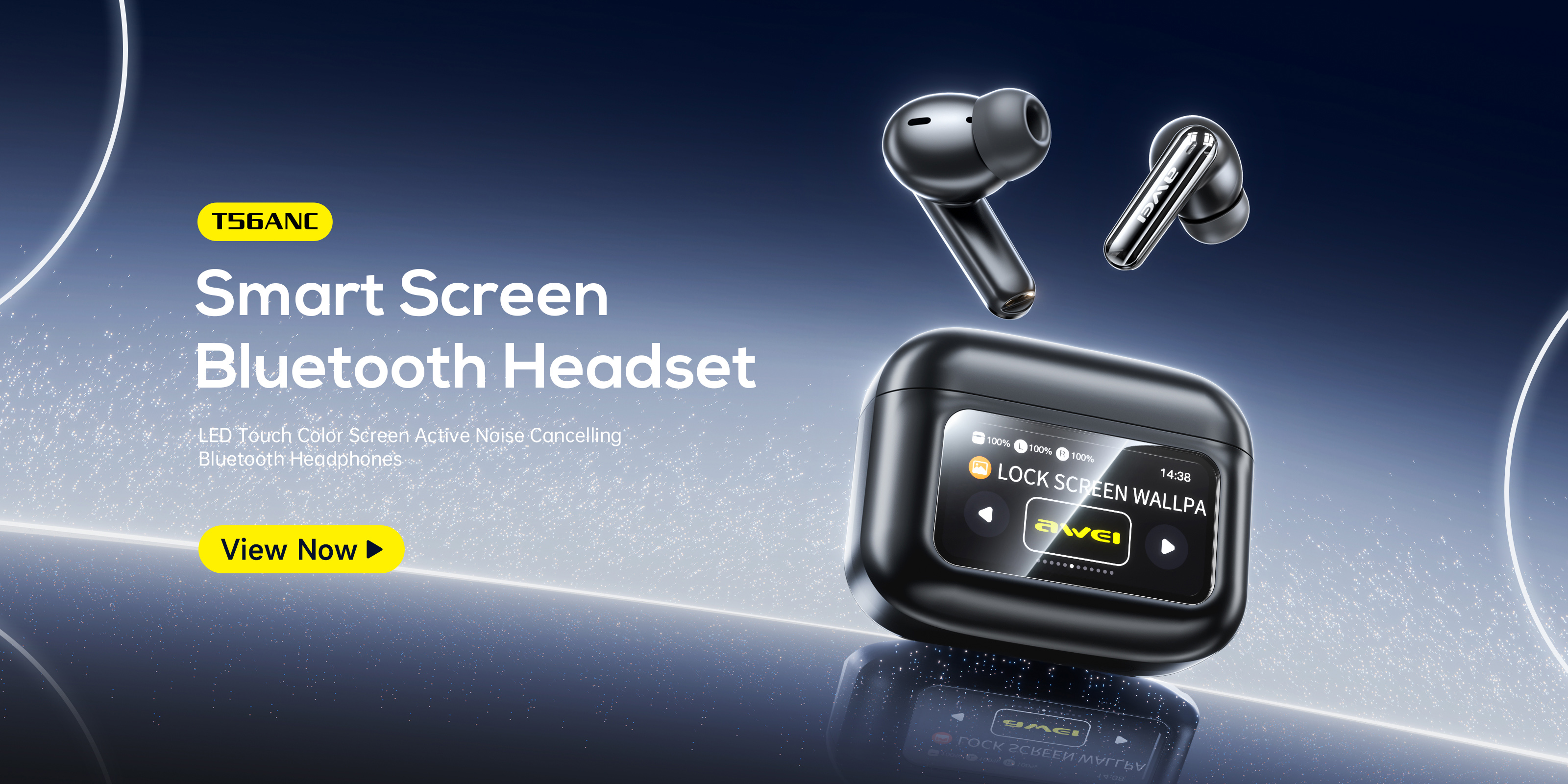 Mô tả Tai nghe Bluetooth Awei T56 chống ồn ANC+ENC màn hình cảm ứng thông minh có Mic HD chính hãng - 1