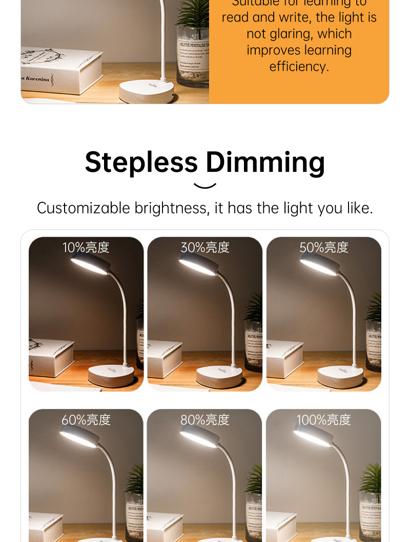 Mô tả Đèn bàn đọc sách Thunlit bóng LED có thể sạc lại 1500mAh với 3 nhiệt độ màu - 6