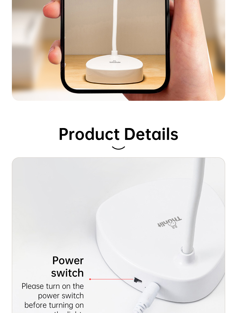 Mô tả Đèn bàn đọc sách Thunlit bóng LED có thể sạc lại 1500mAh với 3 nhiệt độ màu - 8