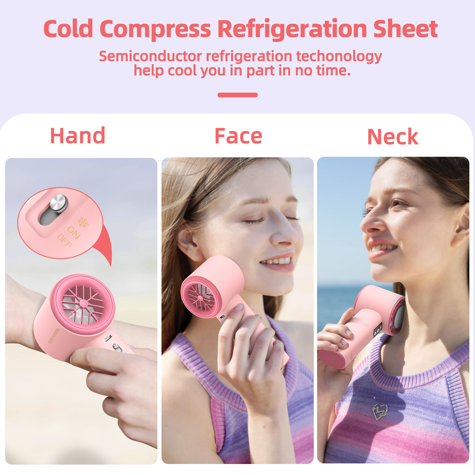 Mô tả Quạt cầm tay GOOJODOQ 10x Tăng cường sức gió 100 cấp Độ điều chỉnh tốc độ Máy nén lạnh - 4