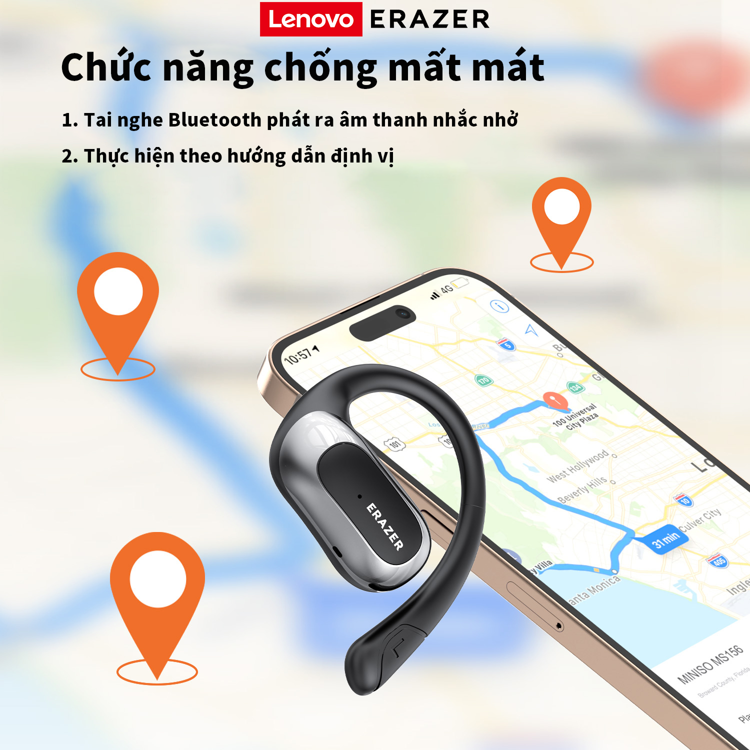 Mô tả Lenovo ERAZER X5 Al Thông Minh Thời Gian Thực Dịch Tai Nghe Không Dây Mở Tai Bluetooth 5.4 Có Màn Hình LED Tai Nghe Kinh Doanh Có Mic Chống Thấm Nước IPX5 - 6