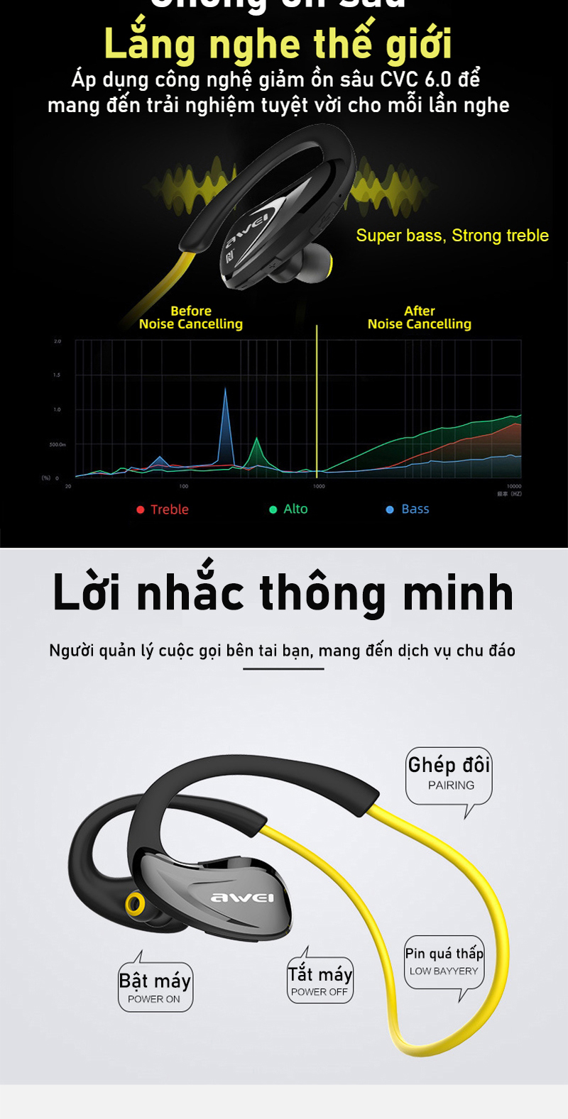 Mô tả Tai nghe Bluetooth đeo cổ Awei A880BL thể thao chạy bộ, tai bịt, ipx4 Chống Nước super bass - 9