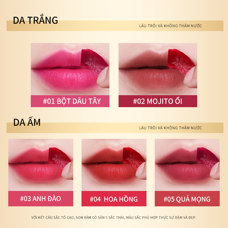 Mô tả KIMUSE 5 Màu Tùy Chọn Peel Off Lip Stain Tattoo Lipstick Lâu trôi và không thấm nước Peel Off Lip Make Up - 3