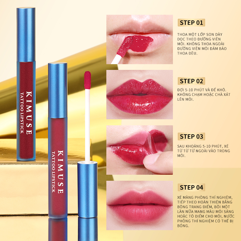 Mô tả KIMUSE 5 Màu Tùy Chọn Peel Off Lip Stain Tattoo Lipstick Lâu trôi và không thấm nước Peel Off Lip Make Up - 2