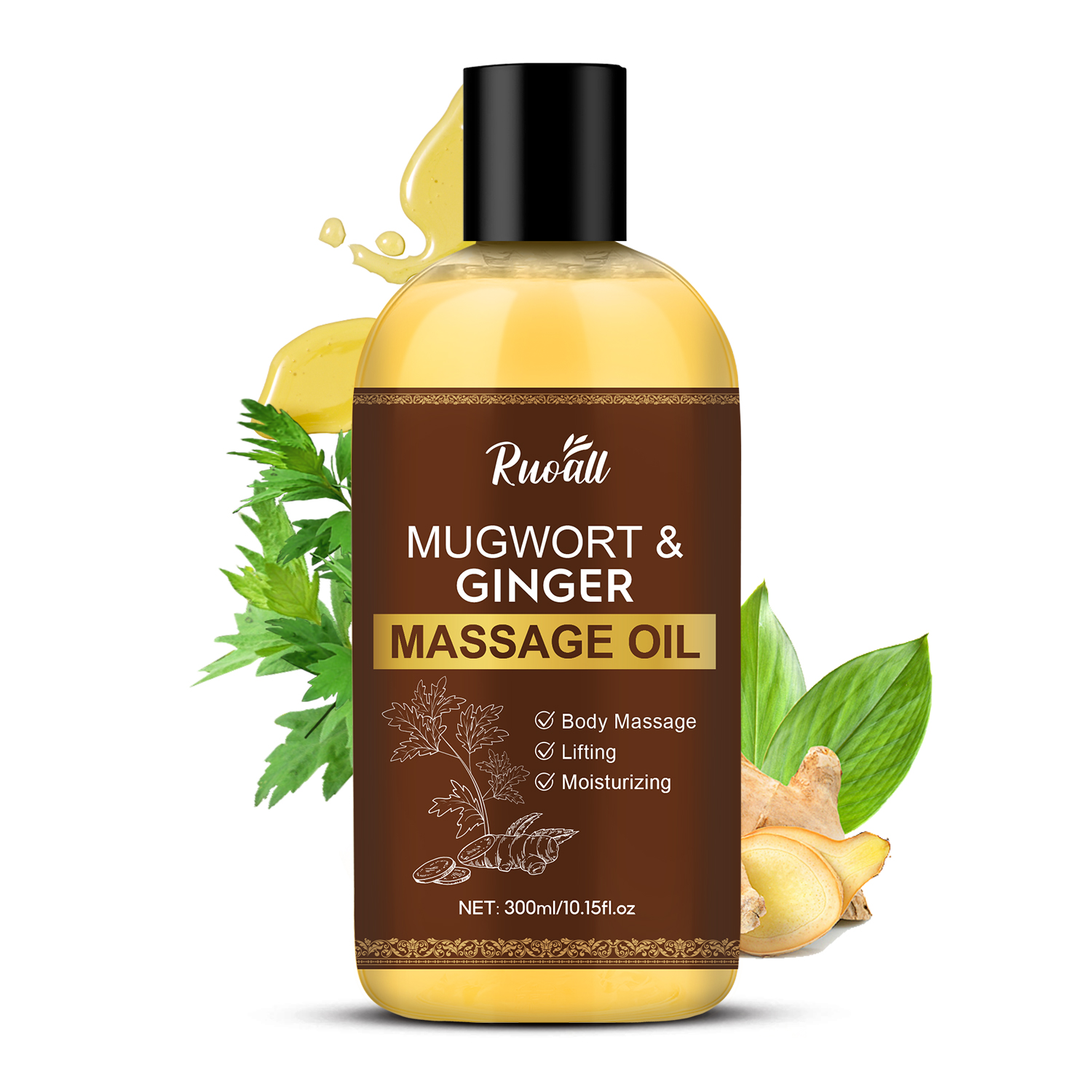 Mô tả Dầu Massage gừng ngải cứu tự nhiên RUOALL 300ml, Giảm đau cơ bắp, Thúc đẩy tuần hoàn máu - 9