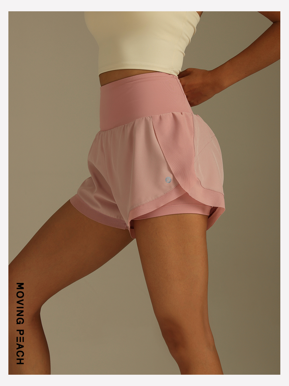 Mô tả MOVING PEACH Quần short chạy bộ thể thao Eo cao Lưới tập luyện Quần short đi xe đạp có túi APG - 8