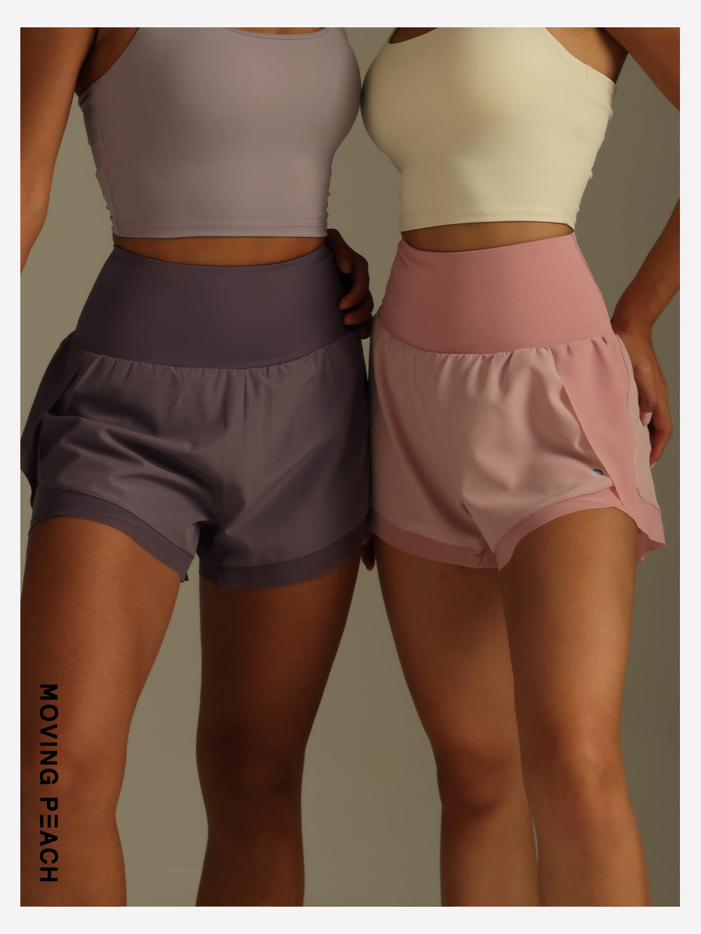 Mô tả MOVING PEACH Quần short chạy bộ thể thao Eo cao Lưới tập luyện Quần short đi xe đạp có túi APG - 3