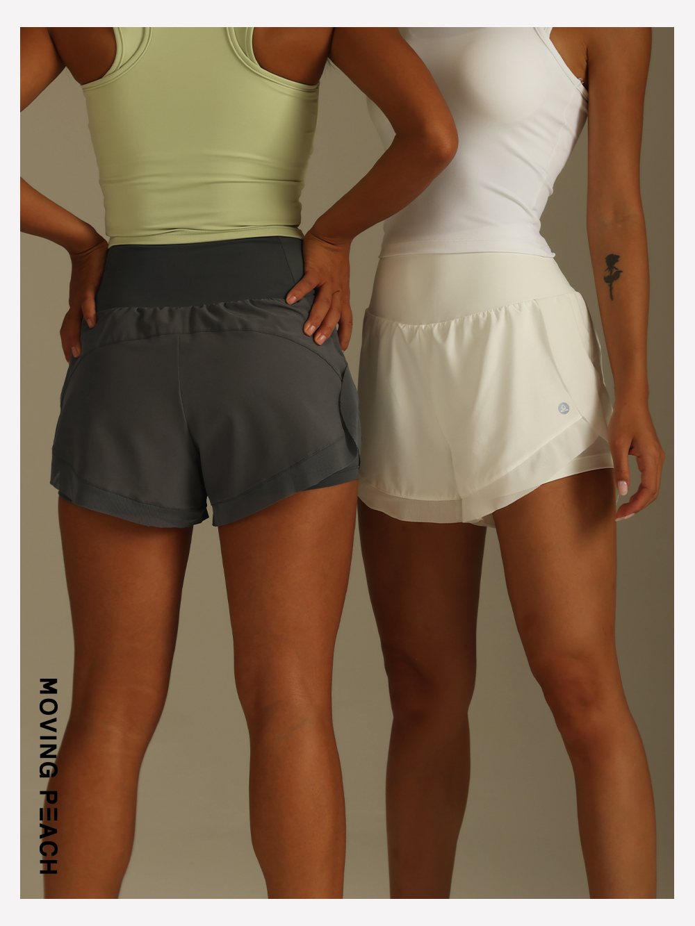 Mô tả MOVING PEACH Quần short chạy bộ thể thao Eo cao Lưới tập luyện Quần short đi xe đạp có túi APG - 5