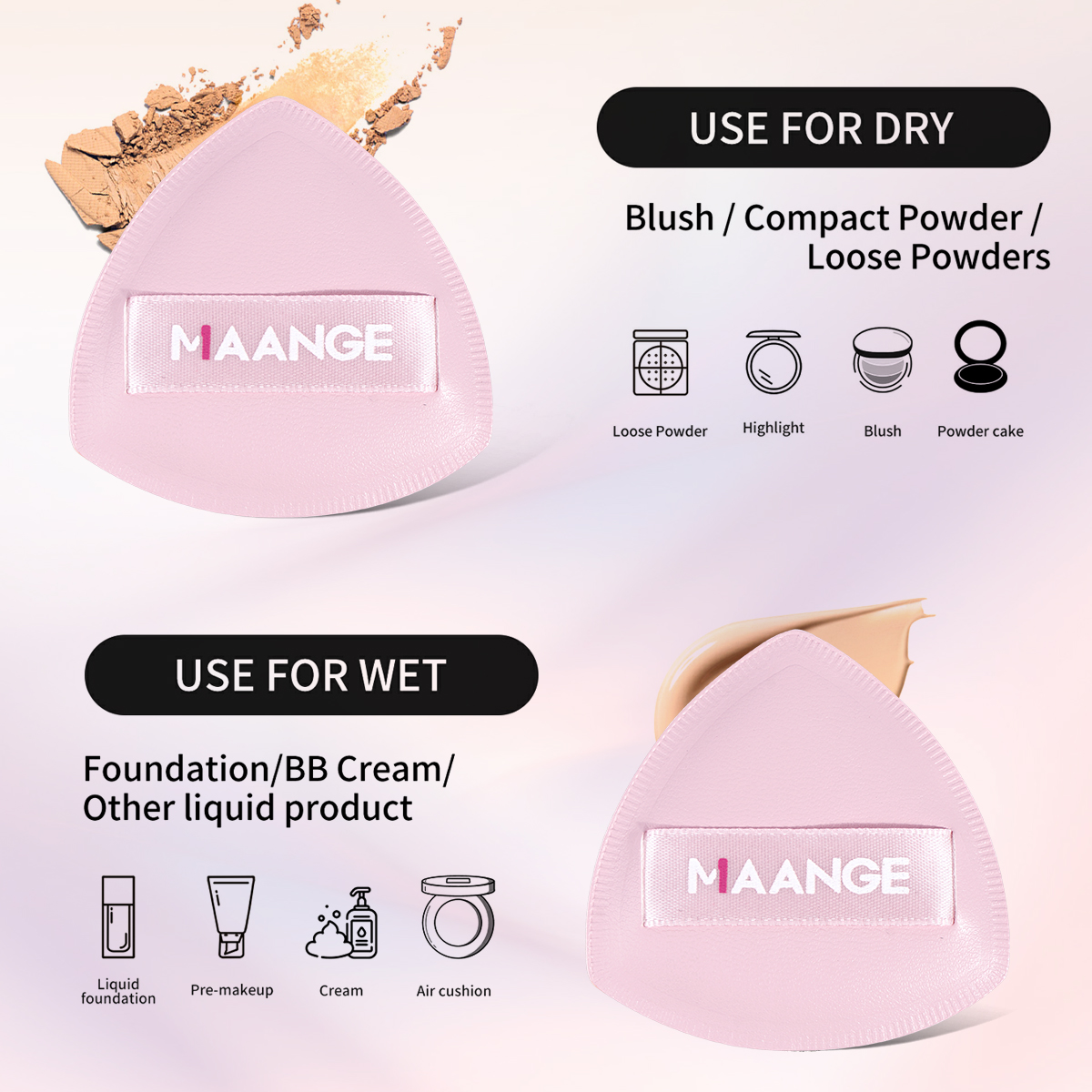 Mô tả Mút Tán Kem Nền MAANGE sử dụng ướt và khô đa năng với hộp đựng 51144 - 2