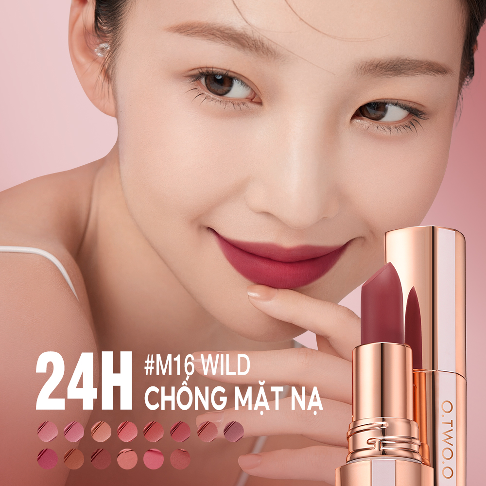 Mô tả O.two.o 14 Màu Matte Lipstick Khóa Màu Lâu Dài Mịn Glide Họa Tiết Nhung Sắc Tố Cao Cả Ngày Mặc Nhẹ Thoải Mái Màu Đậm - 5