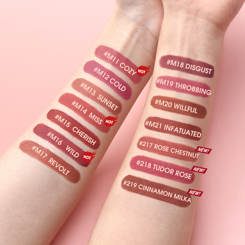 Mô tả O.two.o 14 Màu Matte Lipstick Khóa Màu Lâu Dài Mịn Glide Họa Tiết Nhung Sắc Tố Cao Cả Ngày Mặc Nhẹ Thoải Mái Màu Đậm - 7