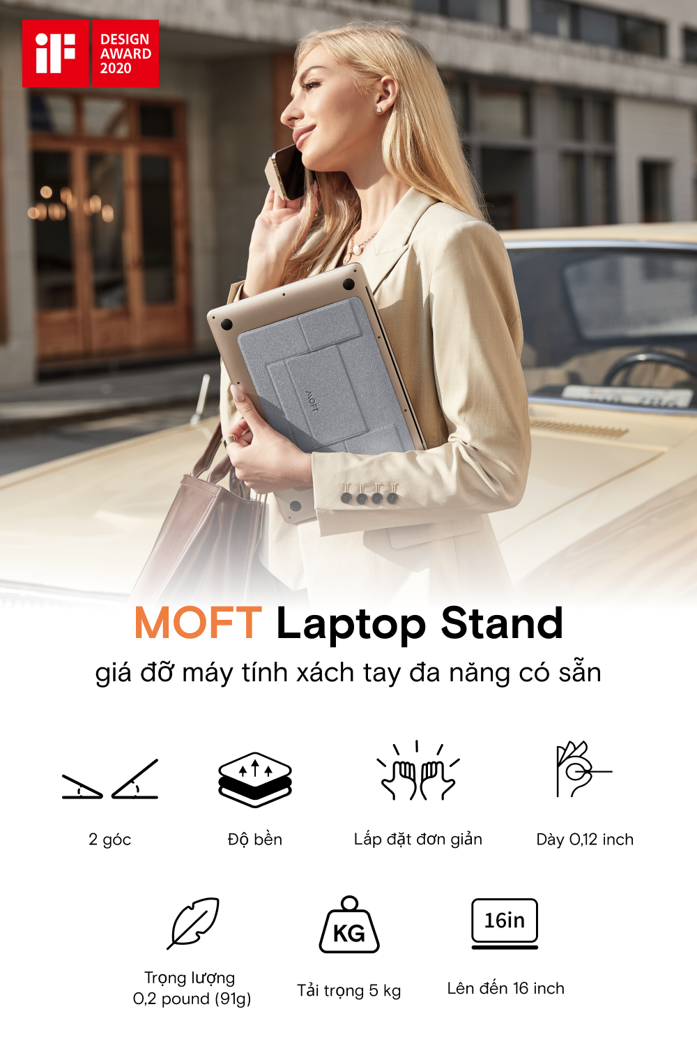 MOFT Adhesive Laptop Stand - Góc nhìn 2