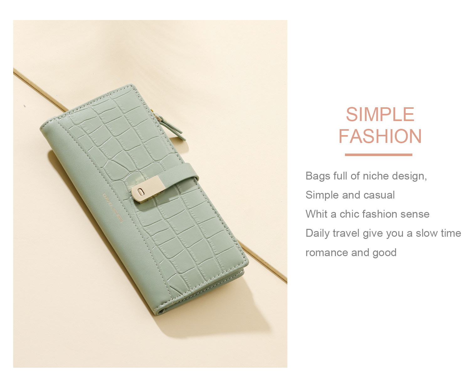 Mô tả David jones paris Ví Da Cá Sấu Dài 2 Ngăn Đựng Thẻ Điện Thoại Gập Lại Được Cho Nữ Và gilrs - 5