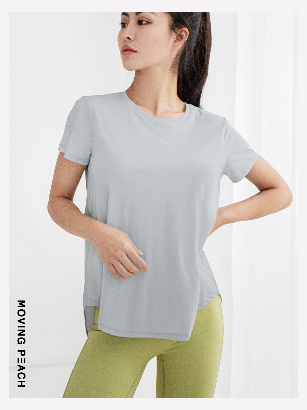 Mô tả MOVING PEACH Áo thun tập yoga fitness nhanh khô dành cho nữ - 4