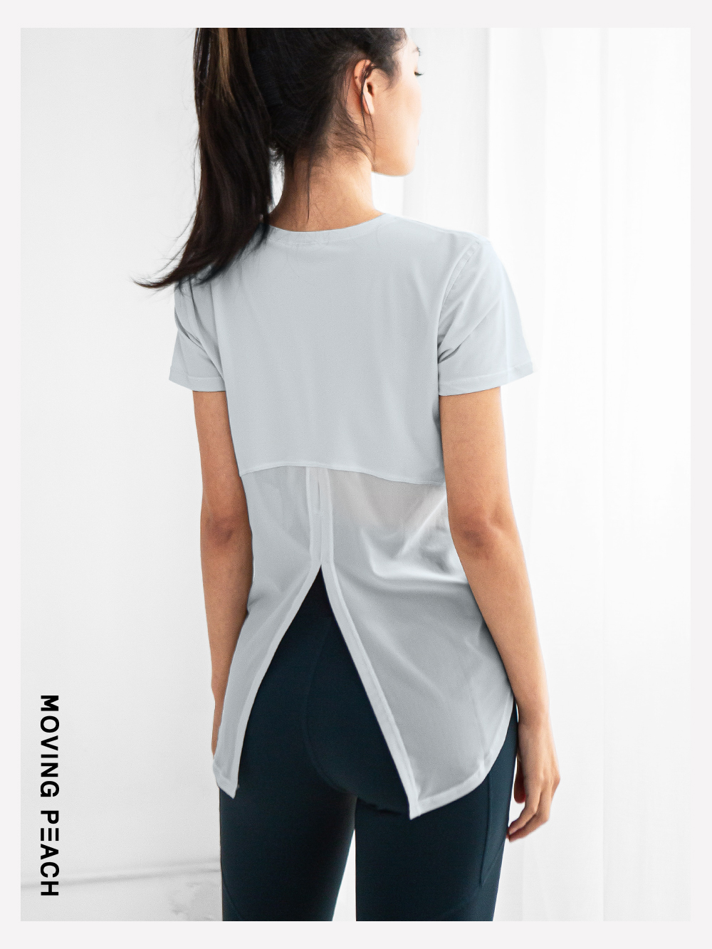 Mô tả MOVING PEACH Áo thun tập yoga fitness nhanh khô dành cho nữ - 5
