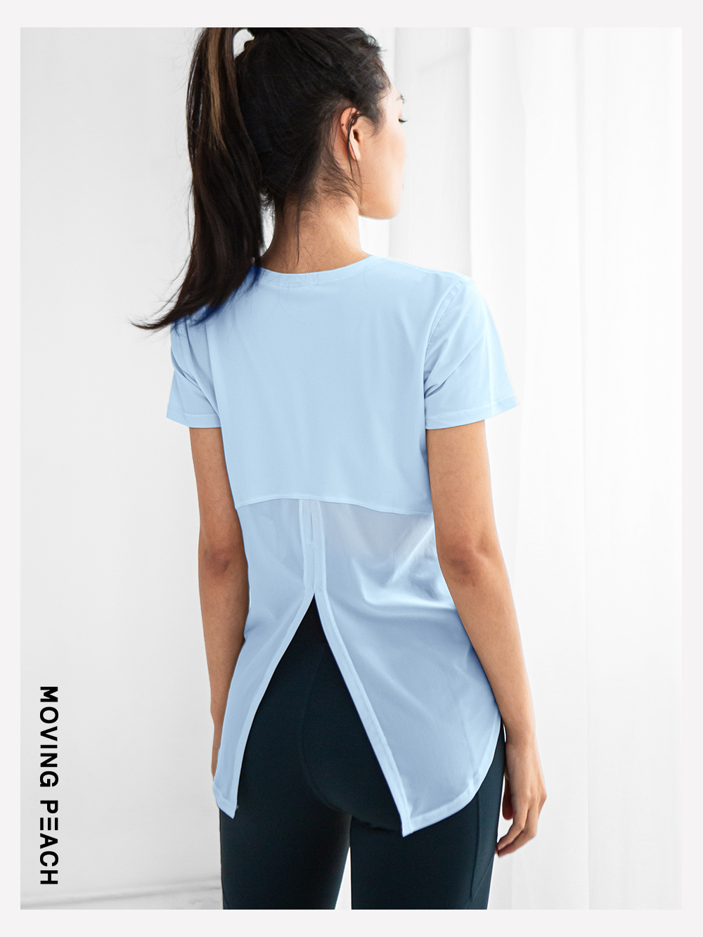 Mô tả MOVING PEACH Áo thun tập yoga fitness nhanh khô dành cho nữ - 8