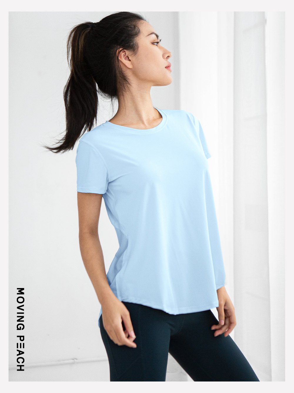 Mô tả MOVING PEACH Áo thun tập yoga fitness nhanh khô dành cho nữ - 6