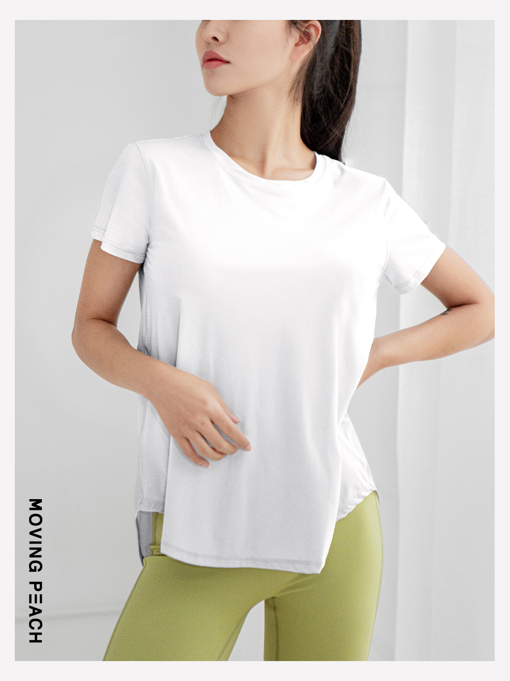 Mô tả MOVING PEACH Áo thun tập yoga fitness nhanh khô dành cho nữ - 9