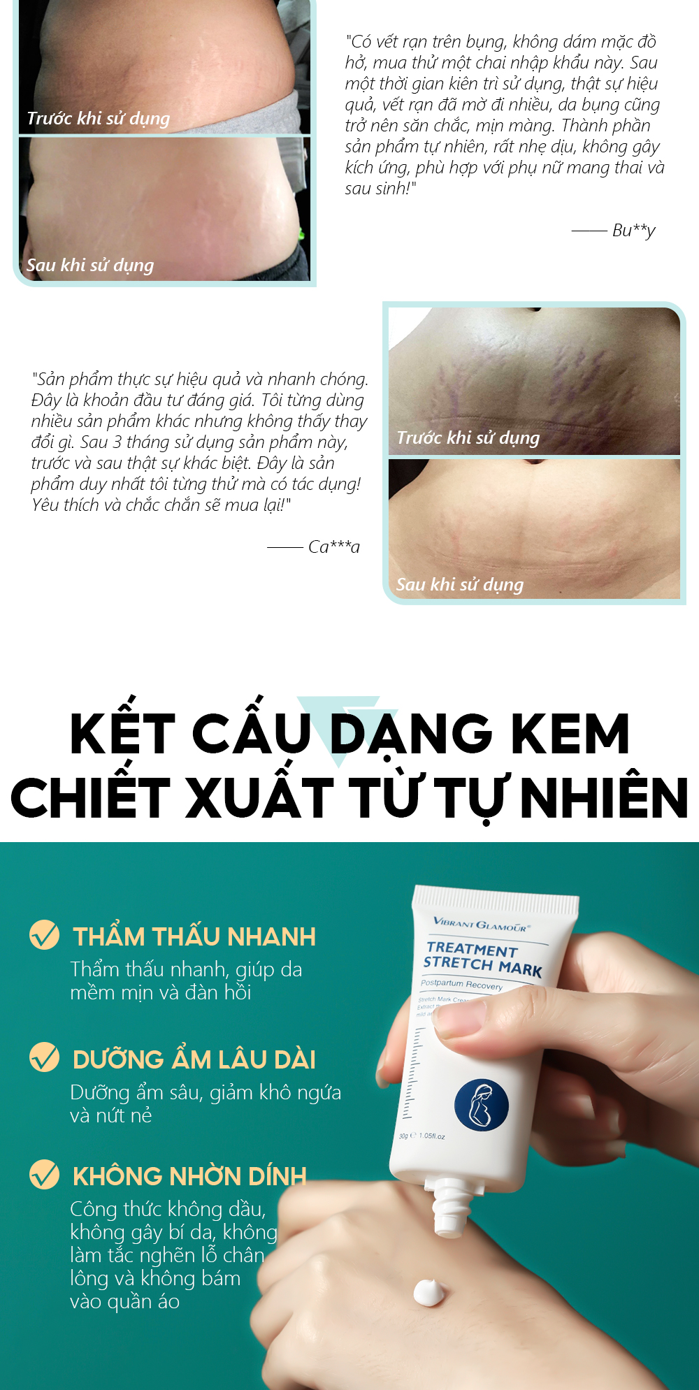 Mô tả Kem Hỗ Trợ Giảm Sẹo Sau Khi Sinh VIBRANT GLAMOUR Làm Trắng Và Săn Chắc Mịn Mượt Chống Lão Hóa 30g*2 - 8